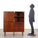 High metal cabinet with mahogany veneer, Italy 1960s