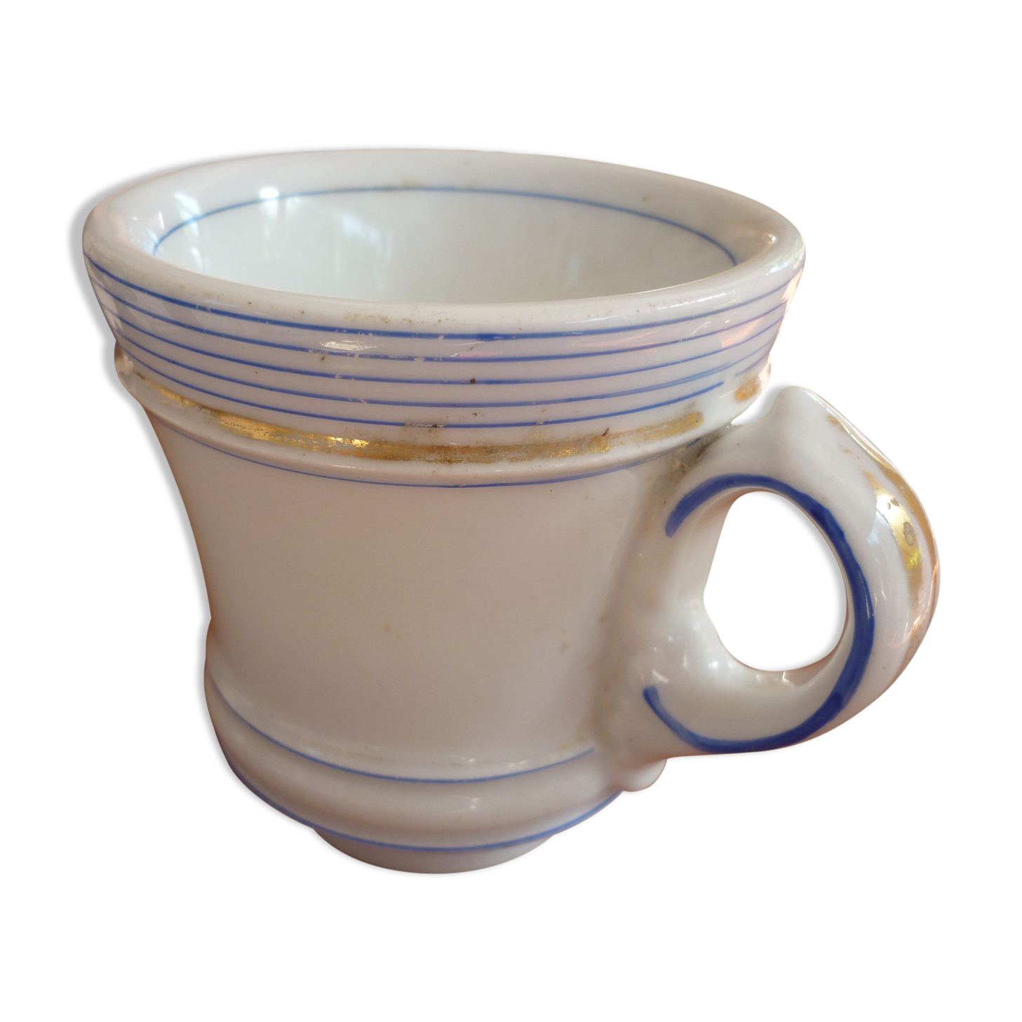 Old cup brulot porcelain blue liseres