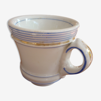 Ancienne tasse brulot porcelaine liseres bleus