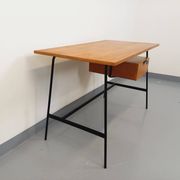 Pierre Paulin vintage modernist desk in oak wood and black metal