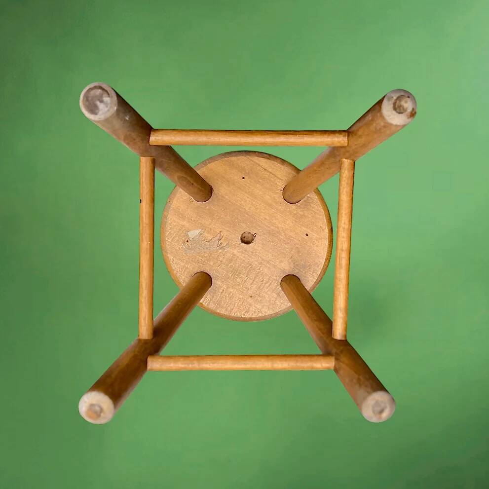 Vintage solid wood stool – 4 legs – Scandinavian style