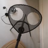 Lampadaire liseuse vintage filaire en metal et osier, 1960