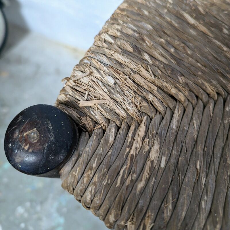 High wooden stool and straw