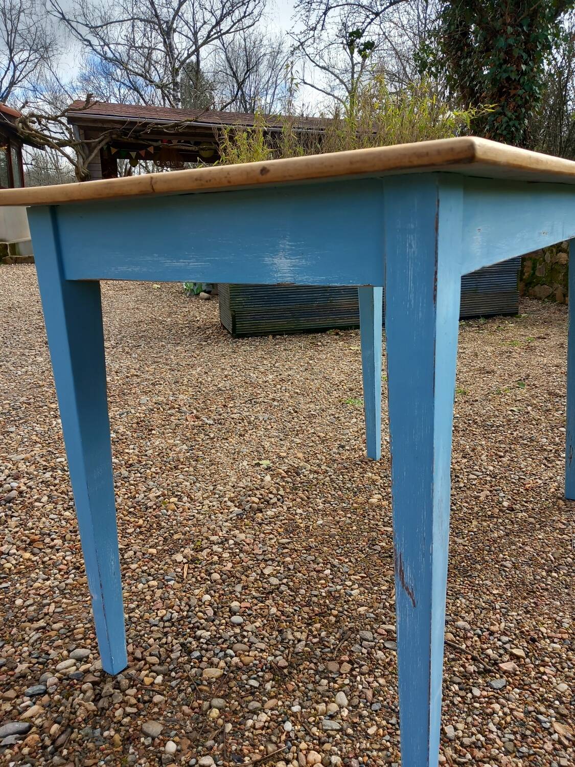 Old antique wooden bistro table