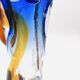 Large stretched glass sculpture vase from Bohemia – Cobalt blue, Amber