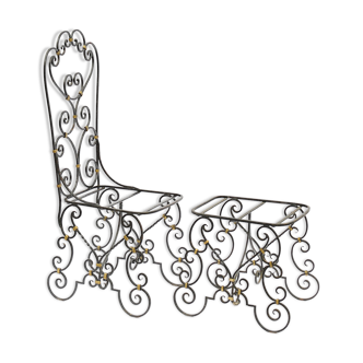 Chair and its wrought iron footrest