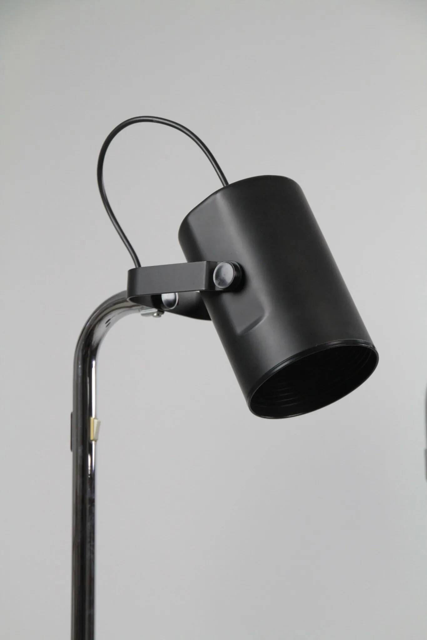 Pair of Black and Chrome “Orion” Floor Lamps by Per Sundstedt for Ateljé Lyktan, Sweden, 1960s