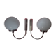 Pair of chrome and glass opaline sconces vintage 70s