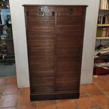 Old double curtained oak filing cabinet