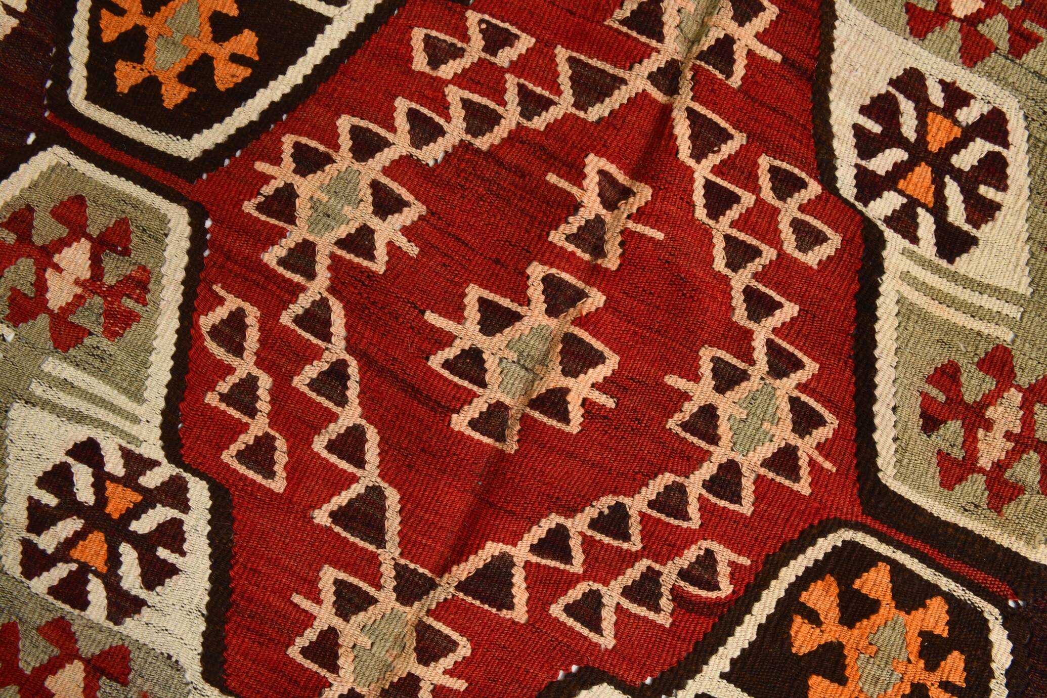 159x249Cm Soft Orange and Red Vintage Kilim Rug, Bohemian Kilim Rug