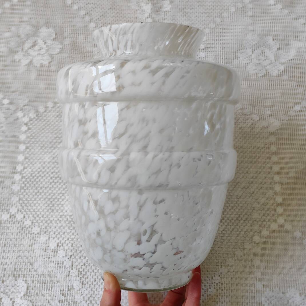 Grand vase verre de clichy blanc