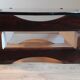 Coffee table of smoked glass and wood of the 1970s