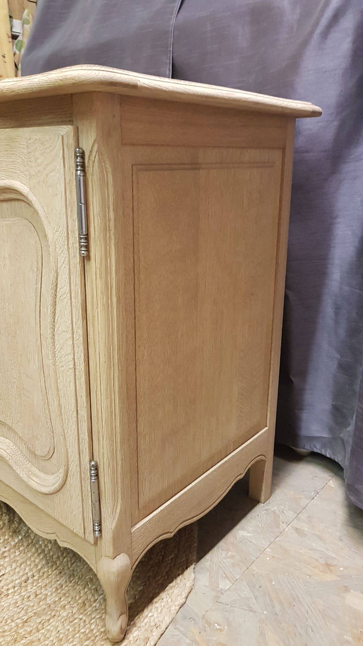 Old 2-door chest of drawers in air-coated oak, to be painted or varnished.