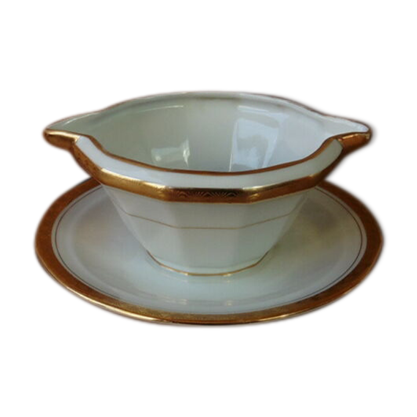 Limoges porcelain saucière by A.Blin vintage Vierzon décor