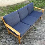 Hans J. Wegner GE265 oak sofa for Getama, Blue, 1960s