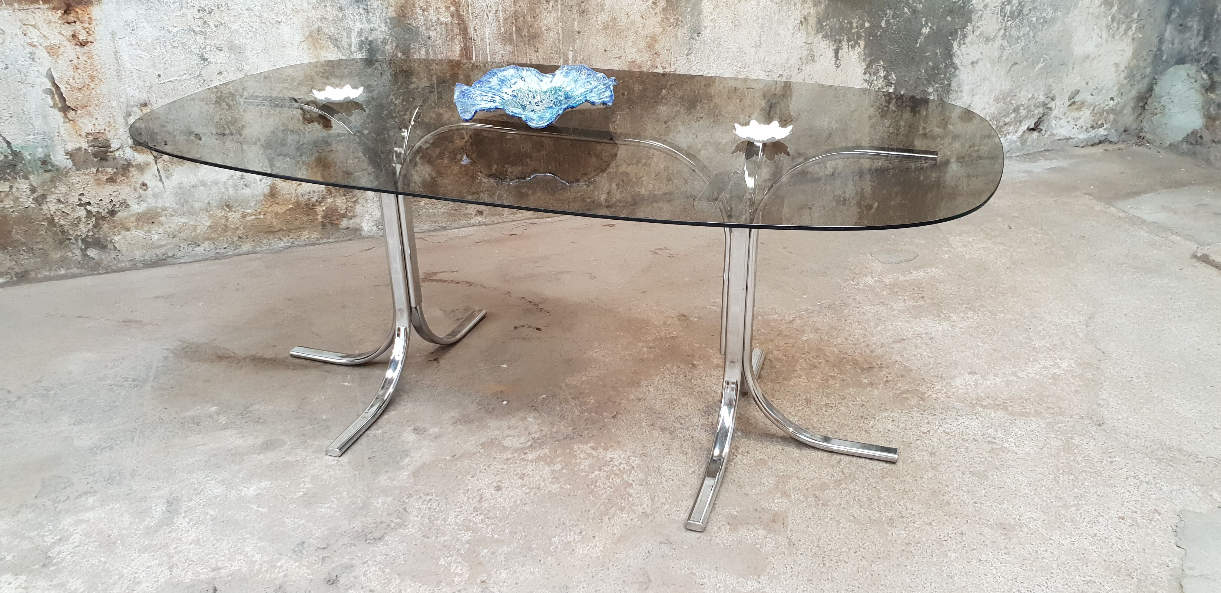 Table ovale en verre vintage