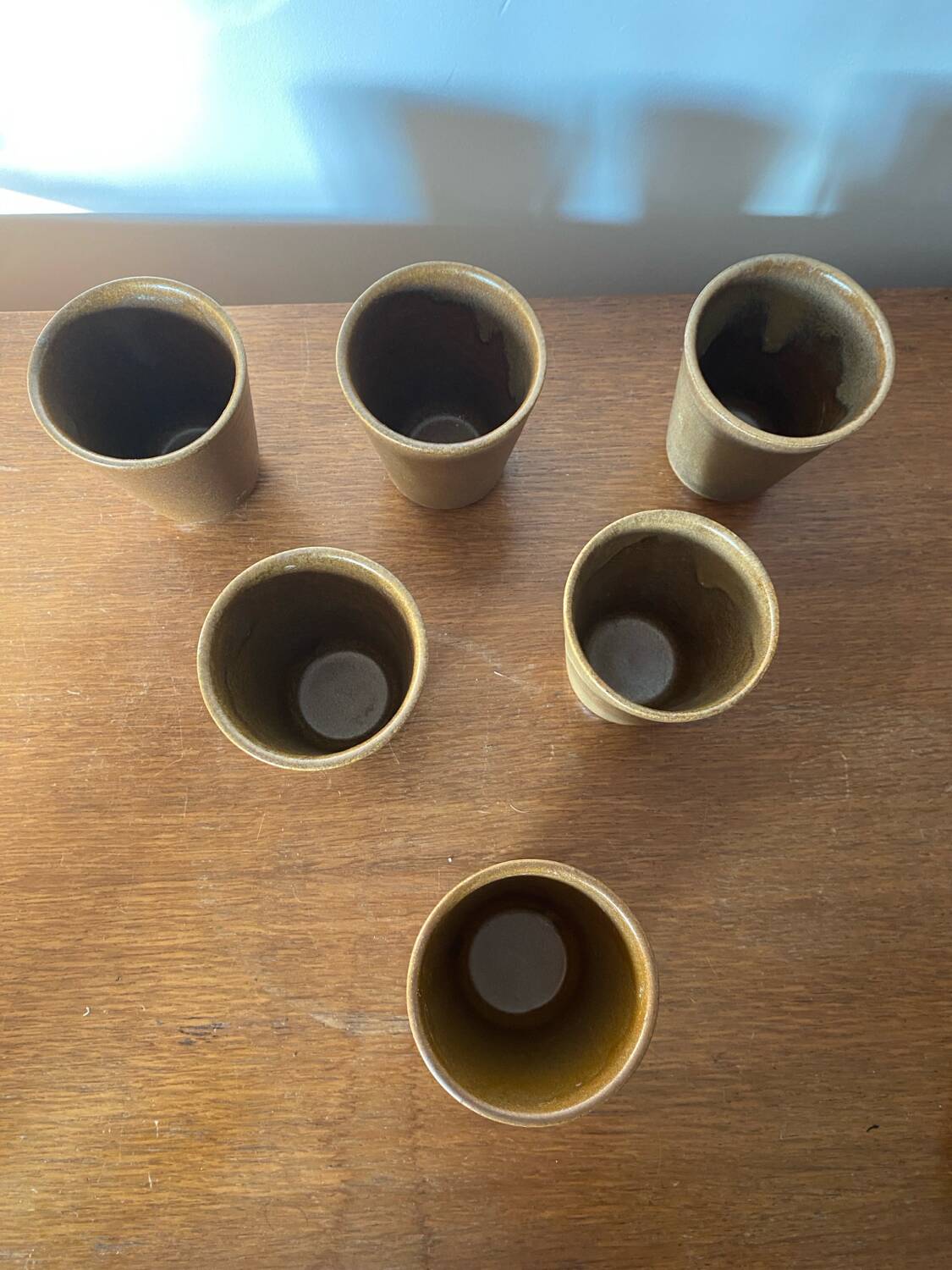 Antique Bottle Service + 6 Stoneware Goblets DIGOIN France Vintage