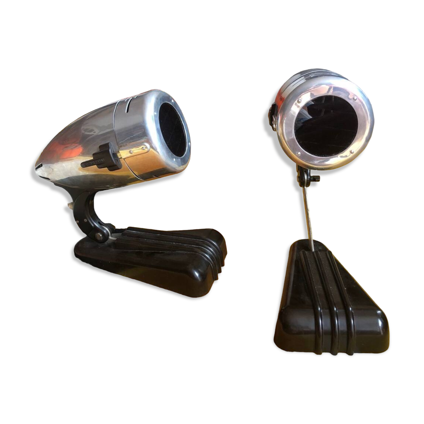 Pair of Hanau lamps, streamline design