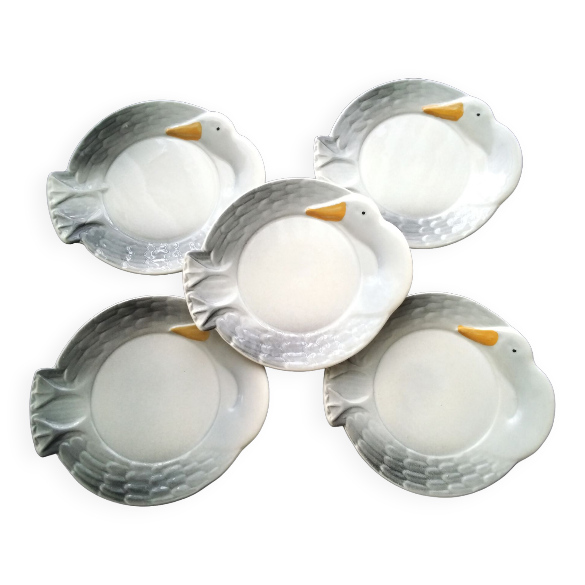 5 ceramic foie gras plates from Faïencerie de la Linde