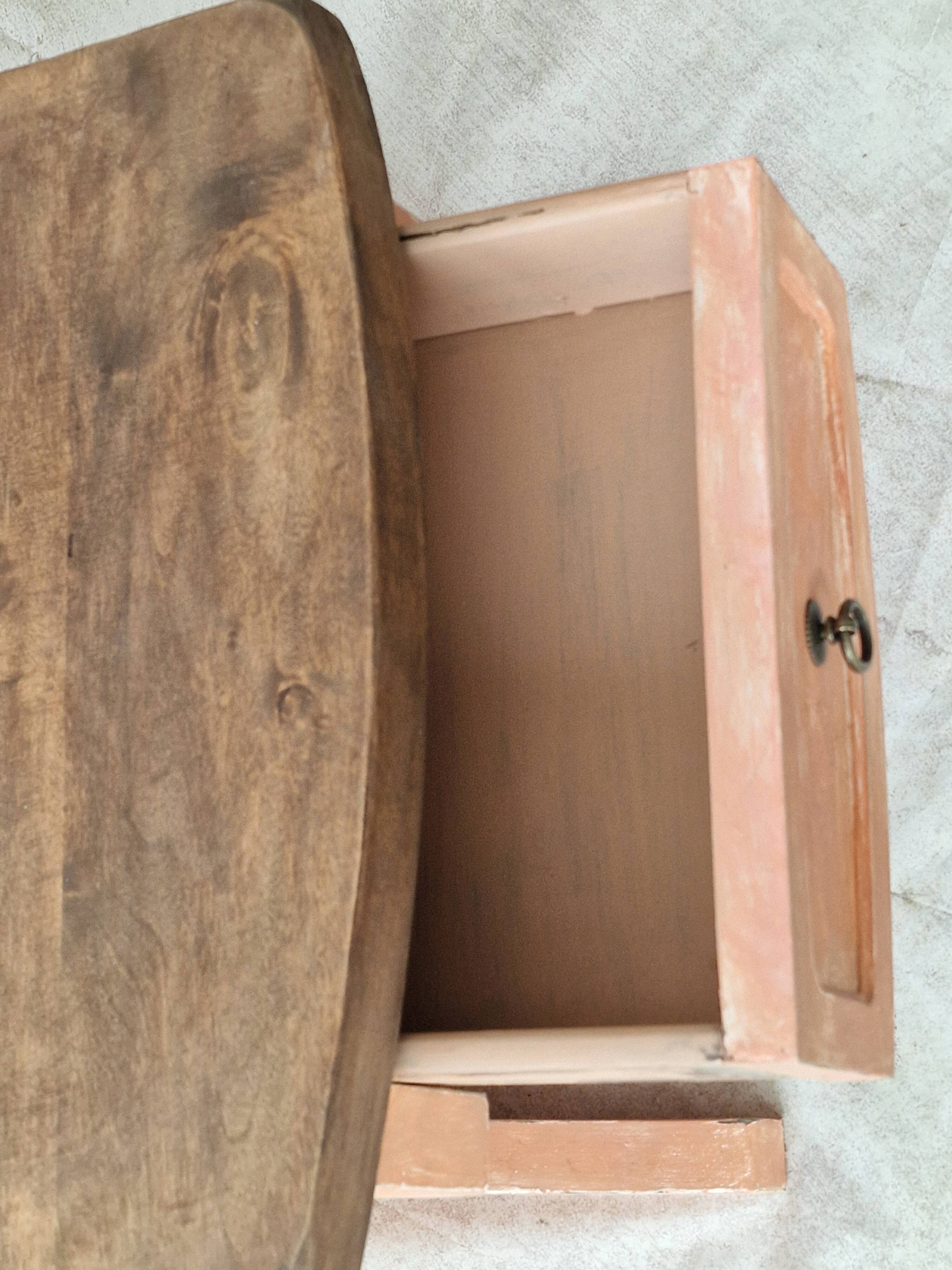 Pair of orange-pink patinated bedside tables