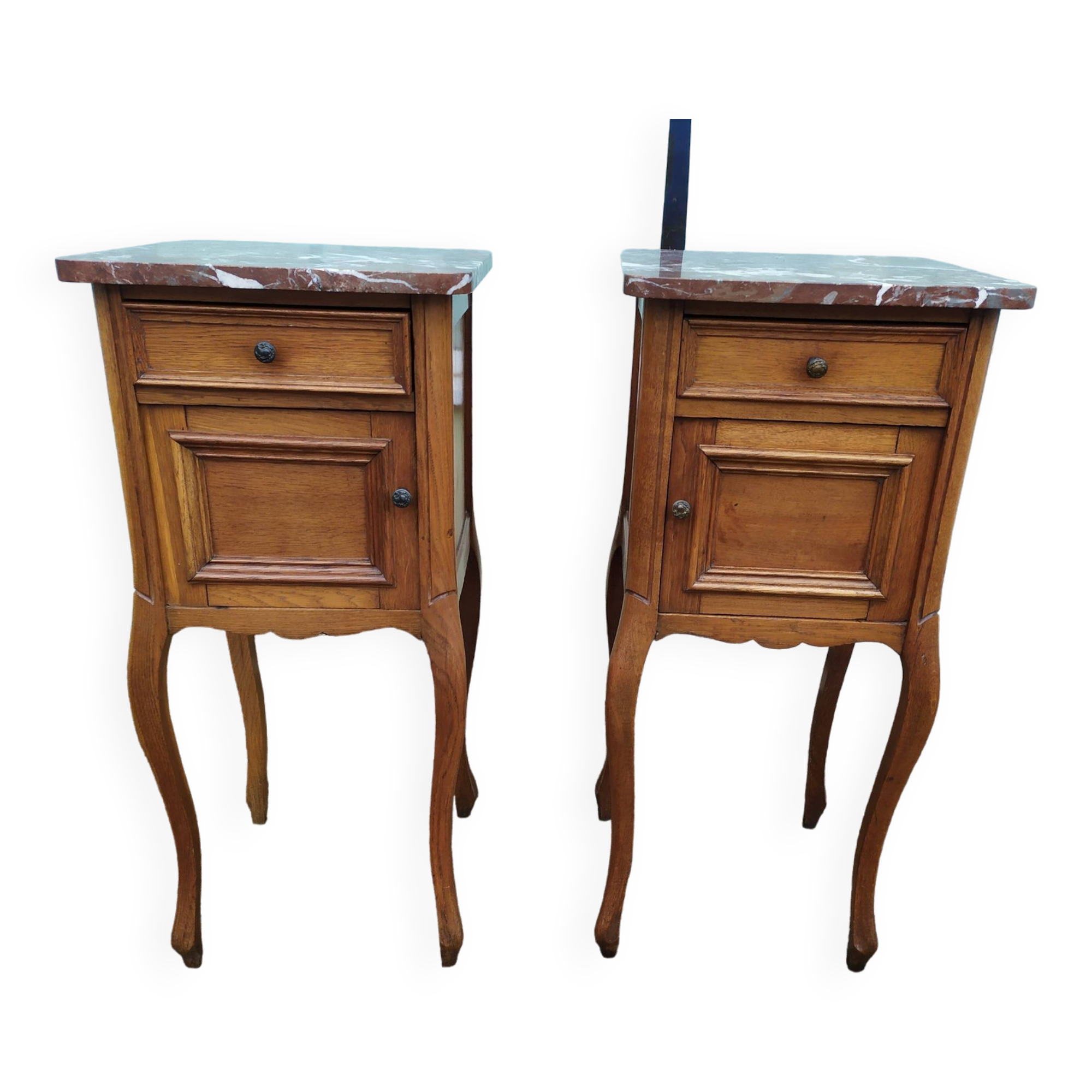 Set of 2 Louis XV style marble bedside tables