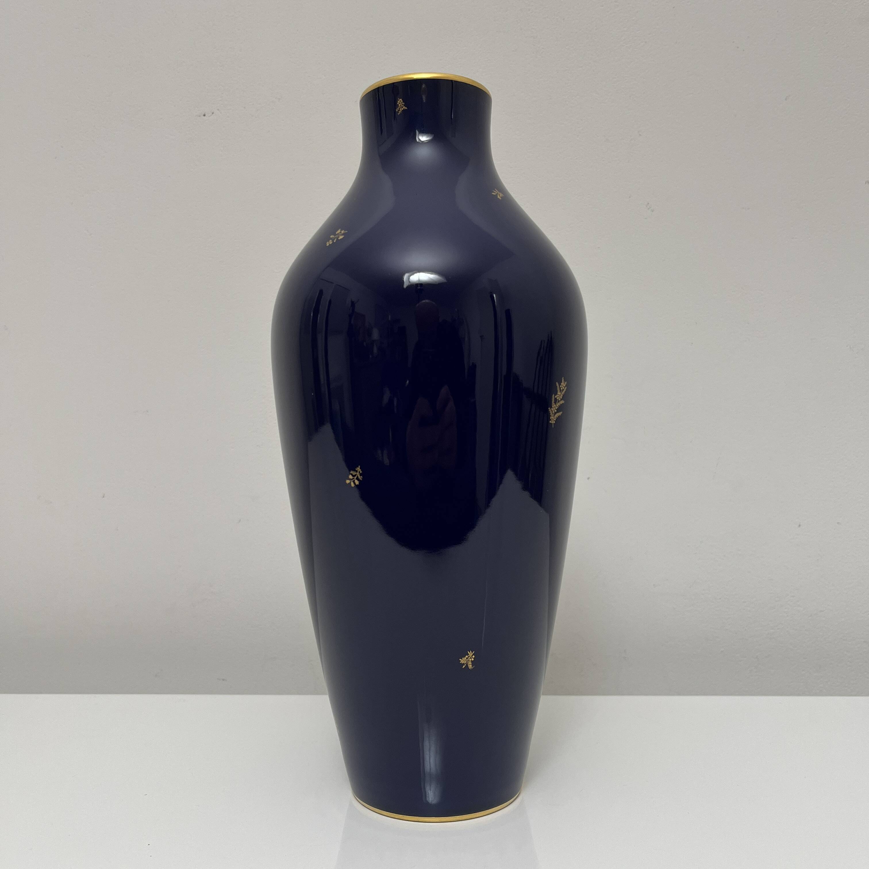 Cobalt Blue porcelain vase, Manufacture Nationale de Sevres France