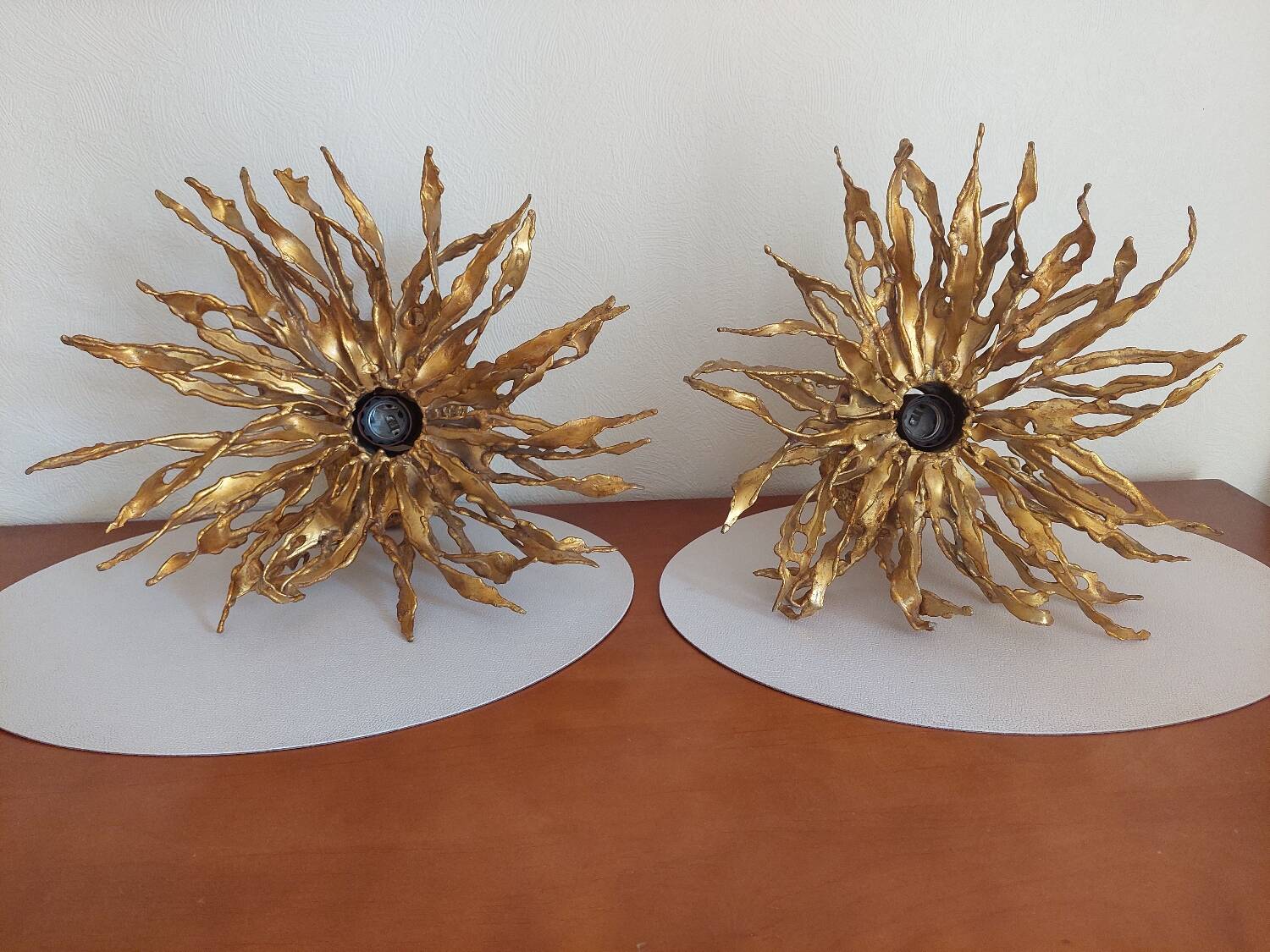 Pair of wall lamps signed moerenhout, belgium 1970s