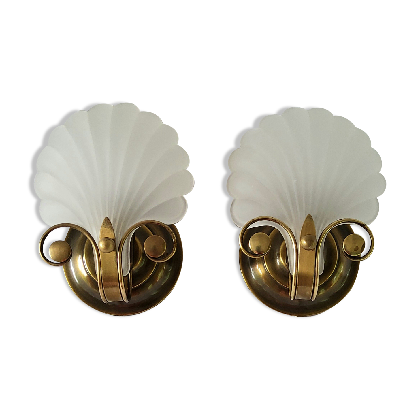 Pair of Deknudt shell sconces