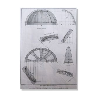 Carpentry board " Plan Cutting and Geometric Elevation,... "
