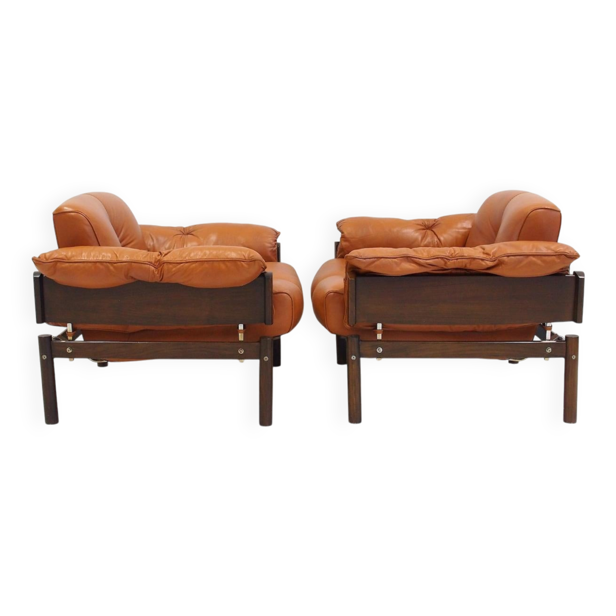 MP-13 armchair set by Percival Lafer in cognac leather.
