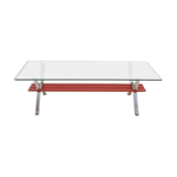 Coffee table chrome red glass tray