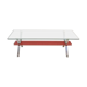 Table basse chrome plateau verre rouge