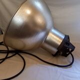 Industrial pendant light, aluminum globe, workshop style