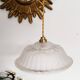 Suspension lustre , luminaire vintage en verre givré