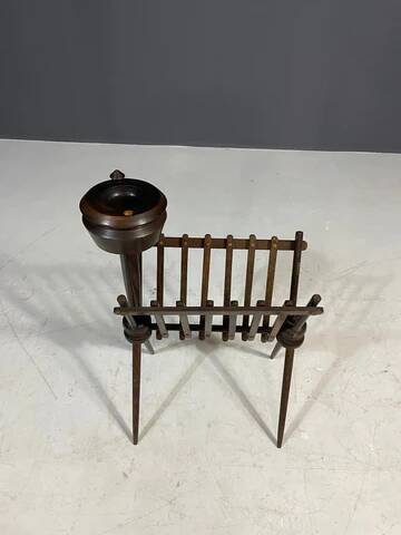 French vintage beech magazine rack, 1960s