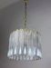 Murano Mazzega chandelier, iridescent white frosted glass, Italy 1960