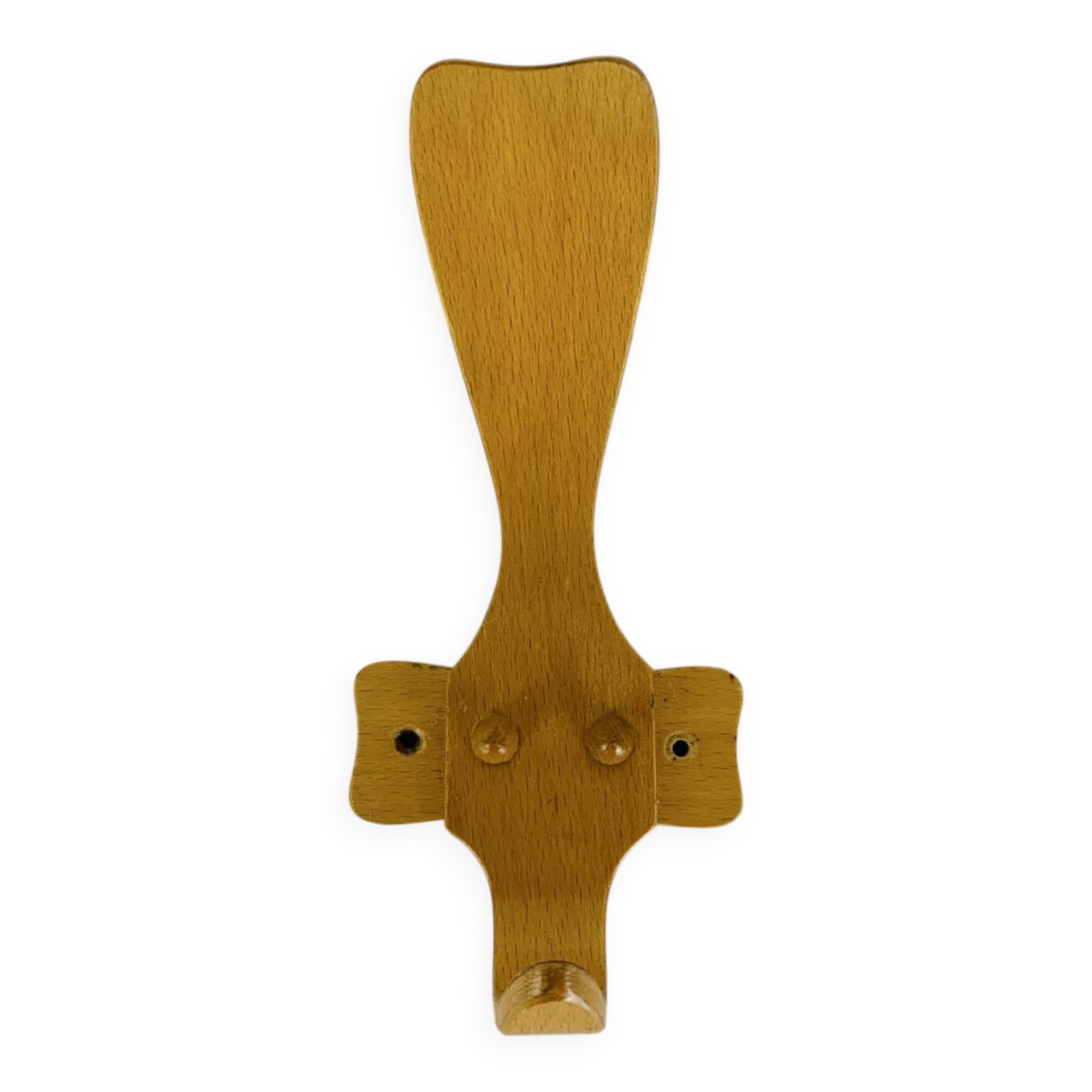Curved wooden coat hook, 1960s vintage