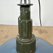 Industrial Blue Enamel Military Pendant Lamp with Cast Aluminium Top, 1960s