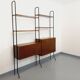 Vintage Italian double modular shelving unit in wood and metal