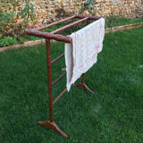 Vintage wooden towel rack with a bamboo look