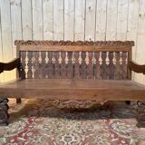 Grand banc de jardin Indonésien en noix sculpté