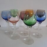 8 coloured Murano wine glasses from the 1950s