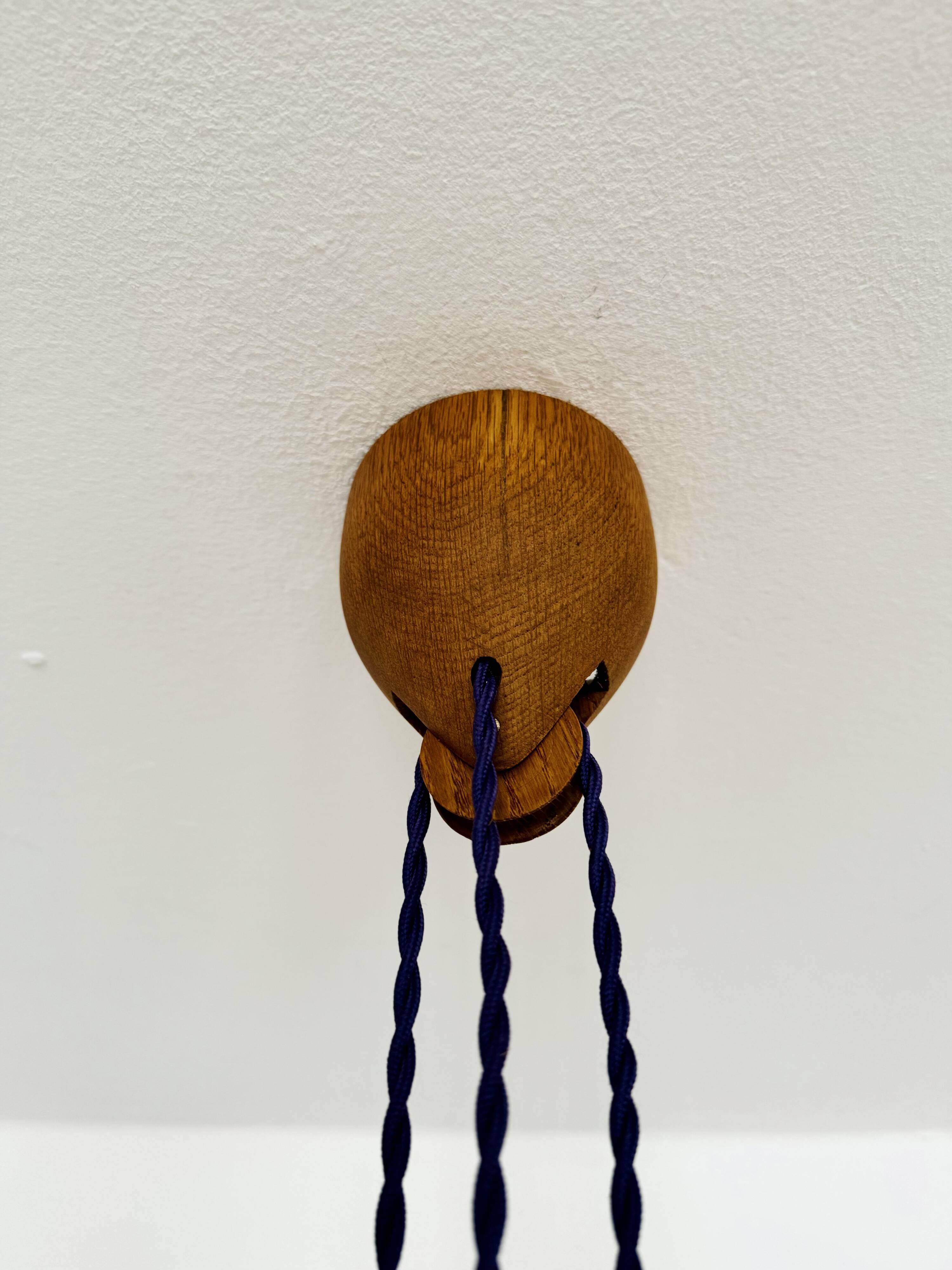 Oak Pendant Lamp with Counterweight by Uno and Östen Kristiansson