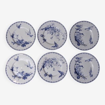 Terre de fer 6 Sarreguemines butterfly dessert plates