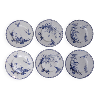 Terre de fer 6 Sarreguemines butterfly dessert plates