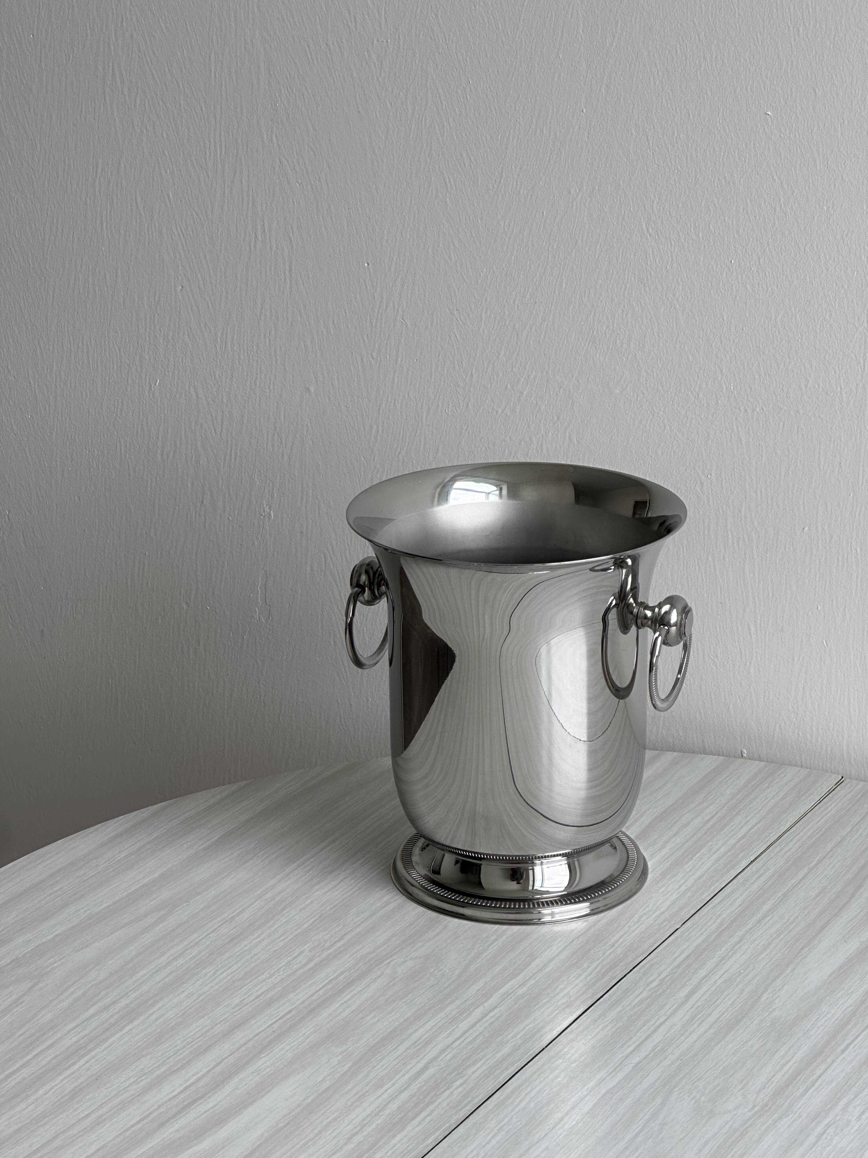 Seau à champagne ancien en métal argenté