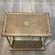 Double Tray Leather Sofa Table in Golden Tawny with Small Iron Details. Brass
