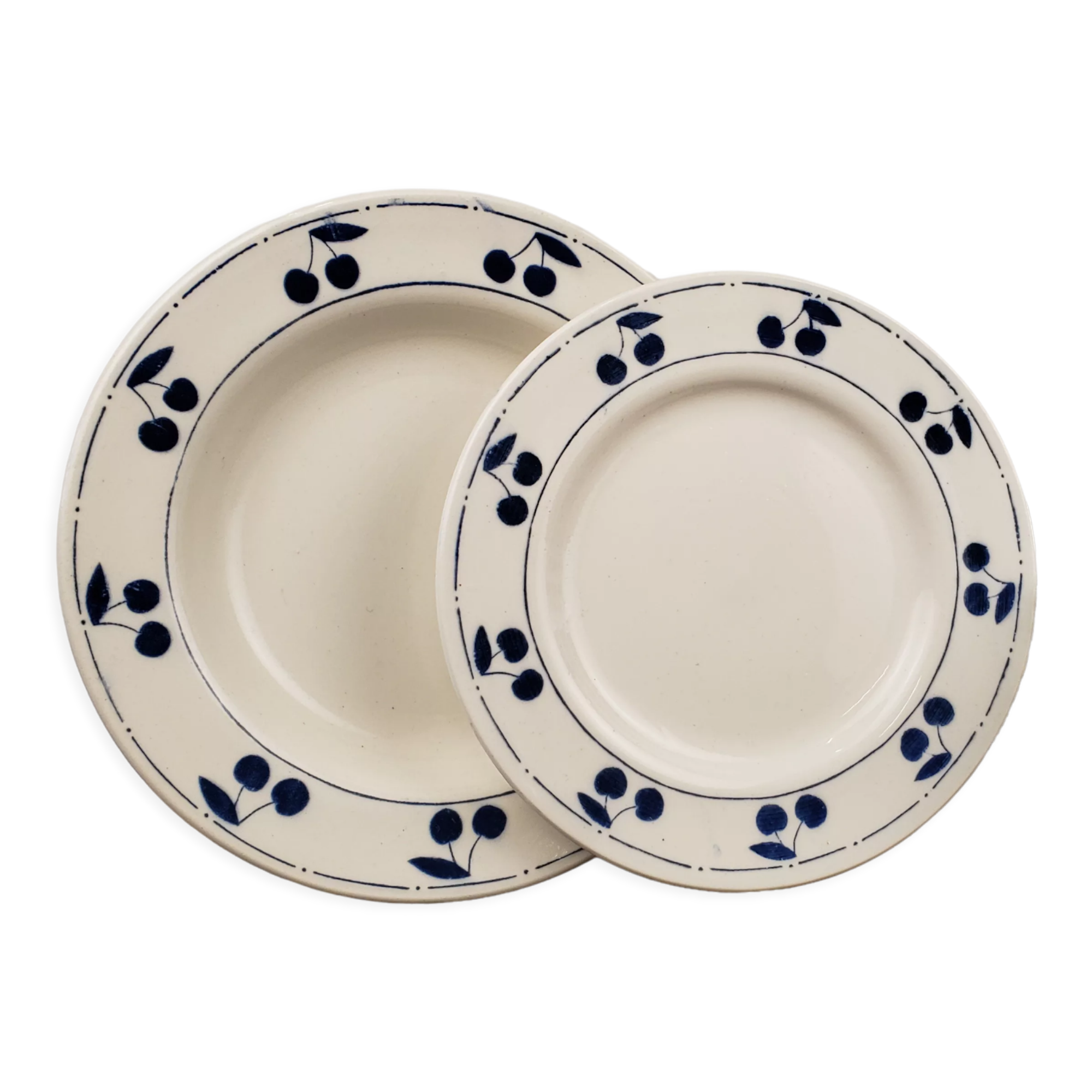 12 blue cherry plates
