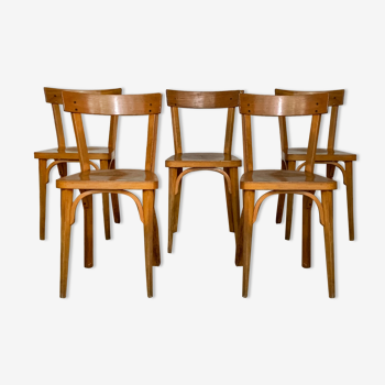 Lot de 5 chaises vintage de bistrot Baumann