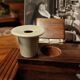 Wood inkwell and zinc complete with porcelain inkwells